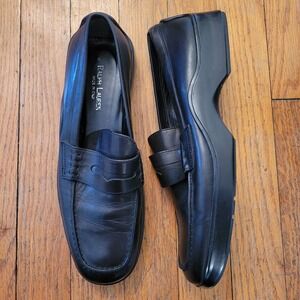 Ralph Lauren Black Leather Slip-On Penny Loafers